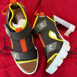 Christian Louboutin Marie Amelie 100MM Leather and Neoprene Sandals Multicolor